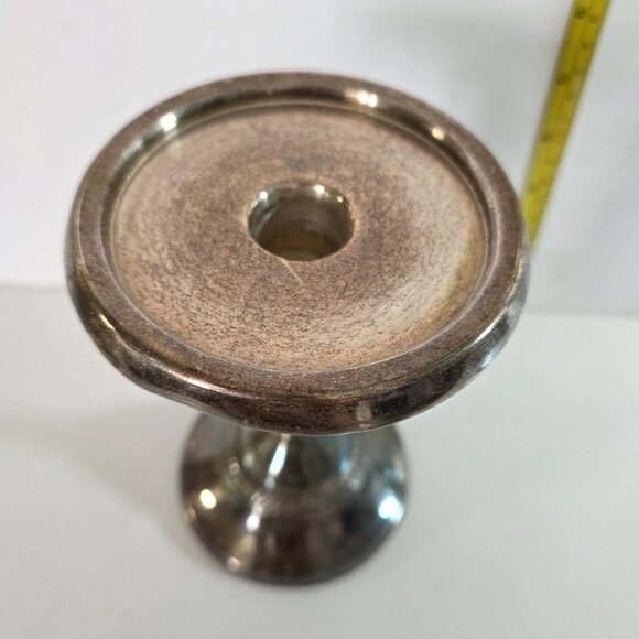Pottery Barn Silver Plated 6.5” Tall Pillar Taper Candlestick Holder - Picture 3 of 5